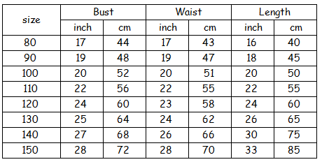 Burgundy Flower Girl Dresses-SIZE CHART