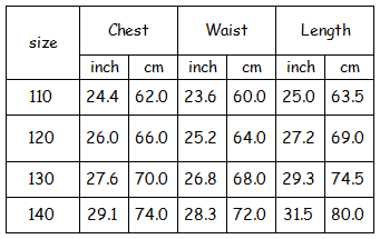 White Satin Dress -SIZE CHART