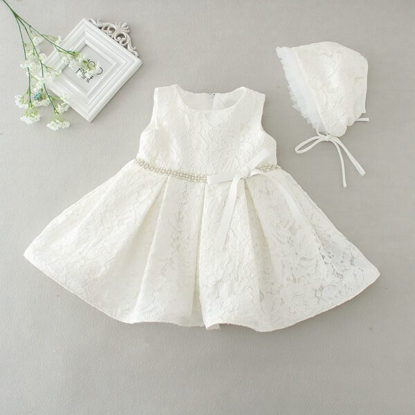 Babys White Dress​ with Hat