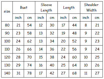 Green Lolita Dress-size chart